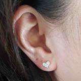 0.45 Carat (ctw) 14K White Gold Round & Princess White Diamond Heart Earrings